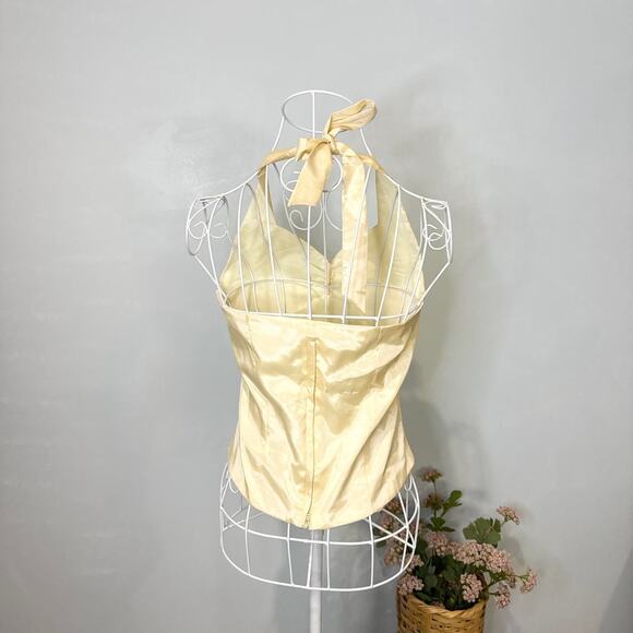 Stunning vintage 60s butter yellow/ cream victorian/edwardian halter top - Picture 5 of 7